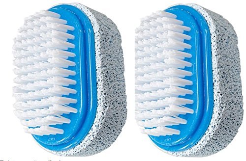 JUVITUS Two Sided Foot Scrubber: Pumice Stone Smoother & Bristle Brush Foot Exfoliator Blue, 2 Pack