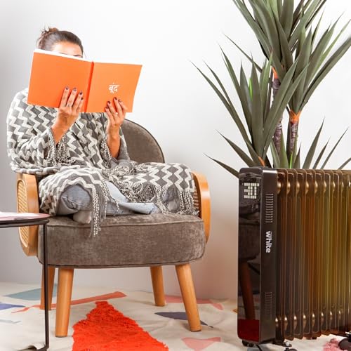 Radiateur électrique à huile 9 éléments blanc 220V avec écran LED et télécommande