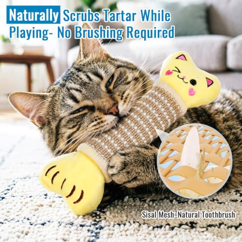 ENNOKEY Cat Toys Pillows, Catnip Cat Kicker Toys, 2 PCS Durable Chew Toy with Scratching Mat, Crinkle Sound Silvervine Cat Pillow for Teeth Cleaning, Interactive Kitten Toys for Indoor Cats — view 3