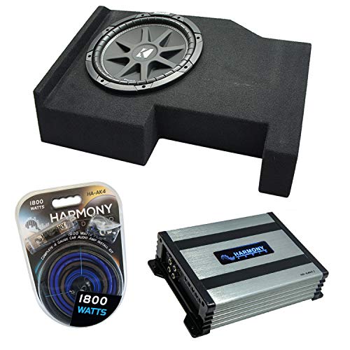Harmony Audio Compatible with 2014 - UP GMC Sierra Crew Cab Kicker Bundle Comp C10 Single 10 Sub Box Harmony HA-A400.1 Amp