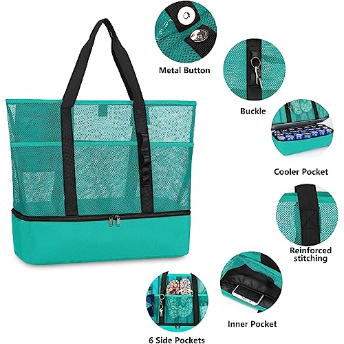 Image of Beach Bag with Cooler,Mesh Beach Bags for Women Sandproof for Pool and Swimming Travel Daily with Durable 8 Pocket