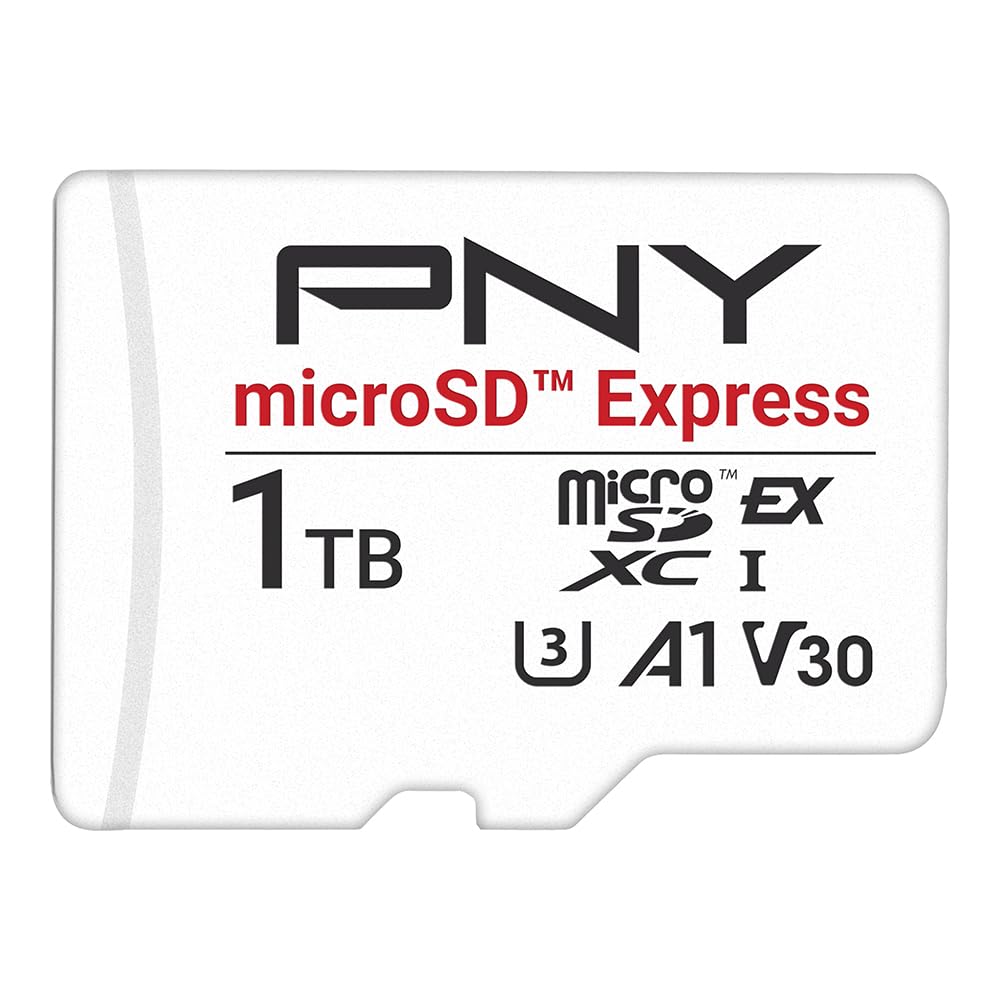 PNY Carte Mémoire microSD Express microSDXC UHS-I U3 V30 A1 1TB, jusqu'à 890/850 Mo/s en Lecture/Écriture, Compatible avec Nintendo Switch 2, PCIe Gen 3x1, Idéale pour Appareils microSD Express