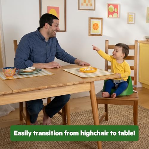 Image of Bright Starts John Deere My Spot Easy-Clean Booster Seat, Portable Dining Chair Booster with 3-Point Harness, Green, 6 Months - Toddler