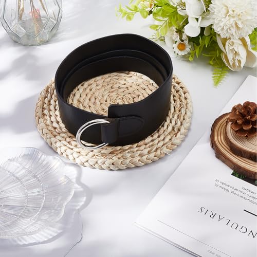 1Pc Wide Black Pu Leather Waist Fashion Soft Thick Skinny Belt Ladies Vintage Tie a Knot Waistband with Silver Ring for Women Jackets Shirts Dresses Sweater Clothes Suits Coat Accessories3