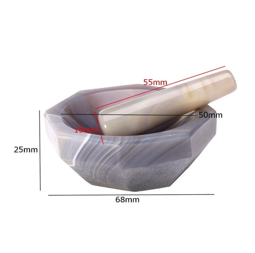 Juego de molinillos de mortero de ágata Natural duraderos, molinillos de condimentos de Mano, mortero y Maja para Mezclar ajo y Pimienta, Herramienta de Cocina Simple y generosa