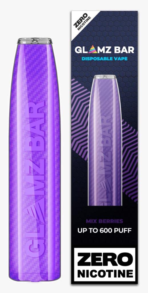 Disposable Vape Pen Glamz Bar, 600 Puff Bar E Cig, Prefilled Vapes E Liquid Juice, Disposable Pod E Cigarettes, Vape Kit, Nicotine Free, 2ml (Mix Berries)