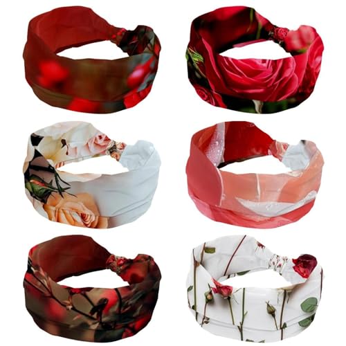 Bandeaux à fleurs rouges cheveux sans douleur lot de 6 bandeaux femme doux