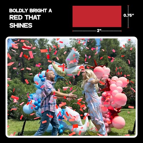 Image of Ultimate Confetti, Red Biodegradable Confetti - Rectangular Fluttering Tissue Paper Confetti for Cannon and Launcher use - Best for Birthday, Wedding, live Events and Table Decoration - 1 lb, 16 oz