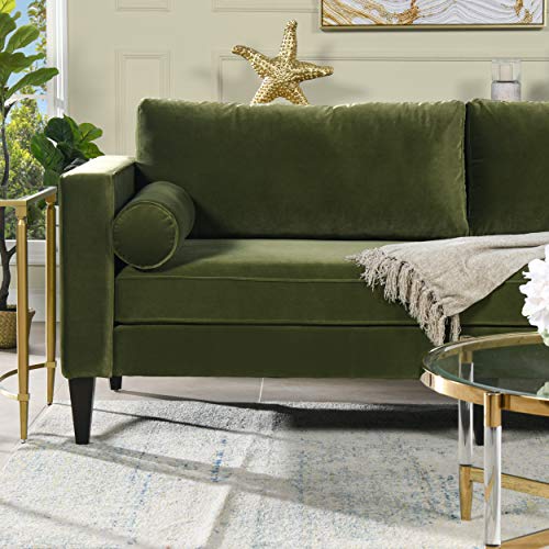 Jennifer Taylor Home Romana 84" Mid-Century Modern Sofa, Olive Green Performance Velvet by Jennifer Taylor Home - Image 3