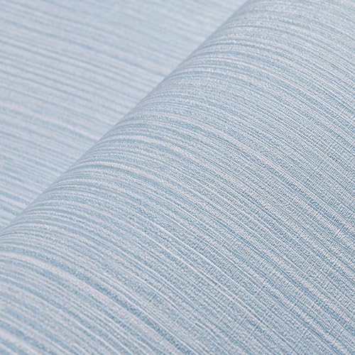 Haimin Grasscloth Wallpaper Textured 24in X 393in Fabric Contact Paper Light Blue Wall Paper Textured Linen Peel and Stick Self-Adhesive Thick Vinyl Embossed Film Wallpaper - Thumbnail 6