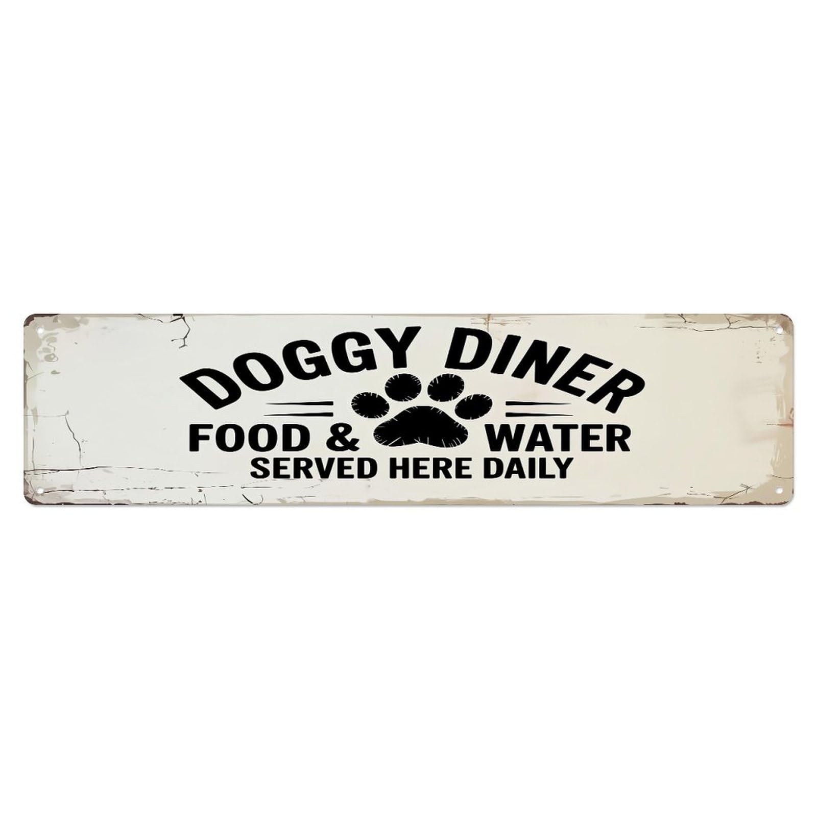 Doggy Diner Food Water Served Metal Tin Sign Plaque