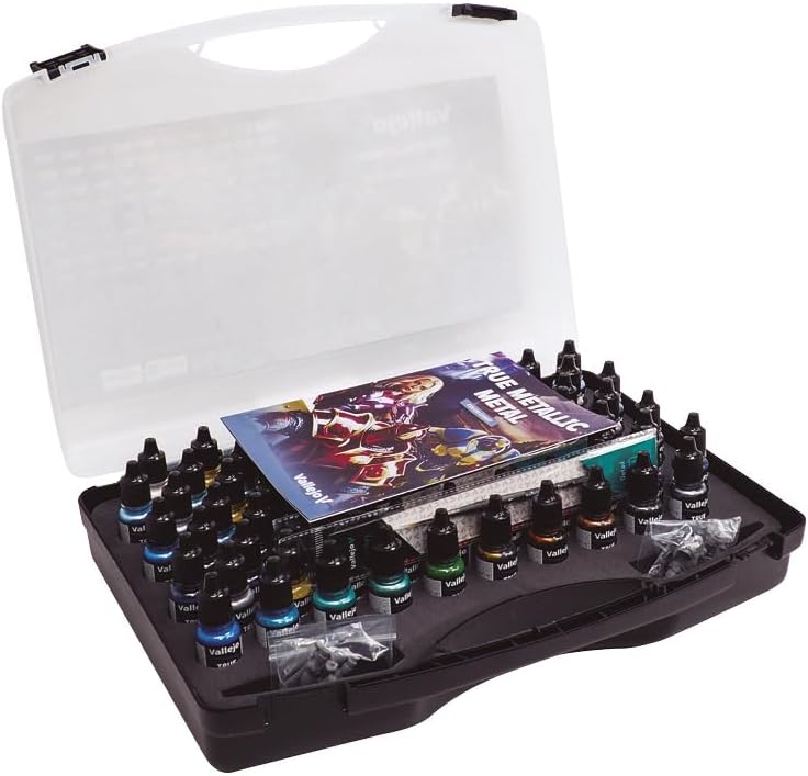 Vallejo - True Metallic Metal Full Collection Case | TMM Complete Acrylic Colors Range for Model Enthusiasts | 2 Bruses, 2 Exclusive Miniatures and a Guide Included | 80 Bottles x 18 ml (0.60 fl.oz.)