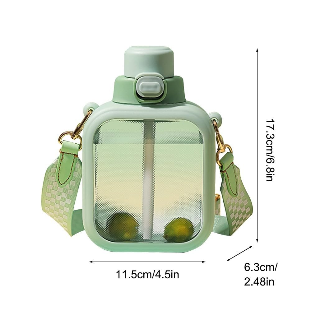 botella de agua para acampada, Botella de agua plana, bonita botella cuadrada(Green)