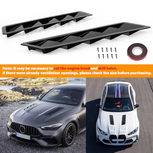 Image of Car Hood Vent louvers Cold Air Flow Intake, Hood Scoop Air Vent Cover, Bonnet Cooling Trim Black Air Intake Panel Cover Car Exterior Trim for Auto Repair Shop Hood Panel Trim,Dodge Ram,F-150