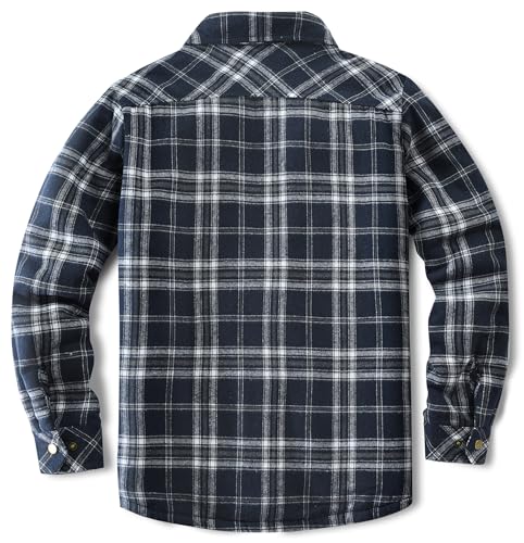 Image of Men's Sherpa Cotton Flannel Shirt Jacket Plaid Button Coat Pocket