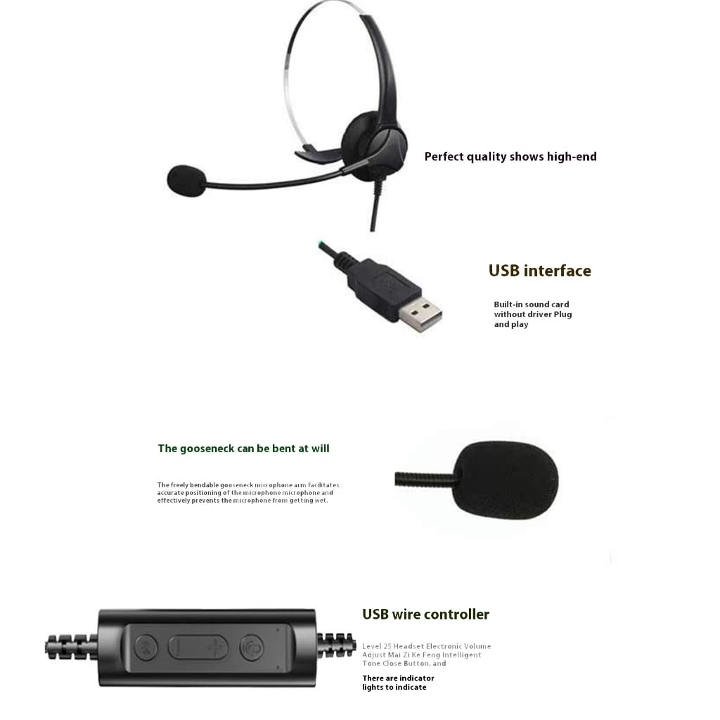 Zestaw słuchawkowy USB z mikrofonem redukcja szumów słuchawki USB do komputera laptopa PC biznesowego call center biuro