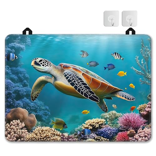 Image of Sea Turtle Glass Top Stove Cover Protector,Ocean Fish Coral Stove Top Covers for Electric Stove,Washable Heat Resistant Cooktop Mat Anti-Slip Range Covers, 28 x 20 Inch