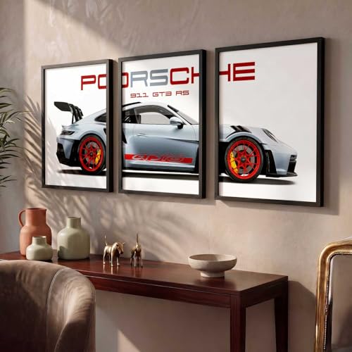 Image of kotart Big Sports Car Framed Posters Gift Items for Boys Room Wall Decoration Bedroom Living Room Office Studio Decor | Car Poster Frame for Wall Decor Set Of 3 Size (19 X 25 inch)