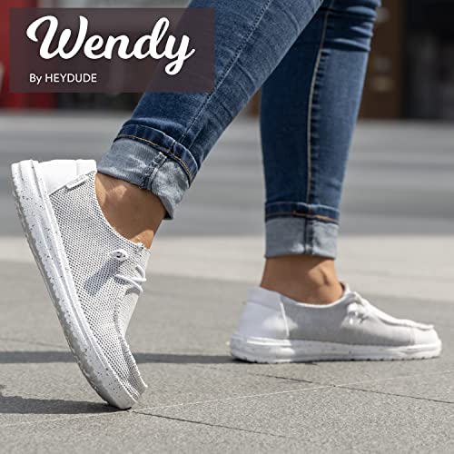 Hey Dude Women's Wendy Sox Stone White Size 7 | Women’s Shoes | Women’s Lace Up Loafers | Comfortable & Light-Weight #TOP2
