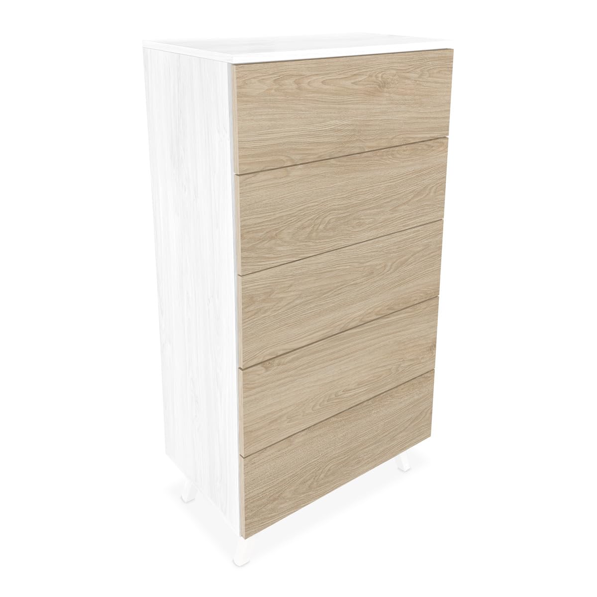 Homey Sinfonier con 5 Cajones y con Patas, Cómoda Cajonera Dormitorio Modelo Nora, Colores Andersen-Roble, Medidas: 60 cm Ancho x 118,5 cm Alto x 37,8 cm Fondo