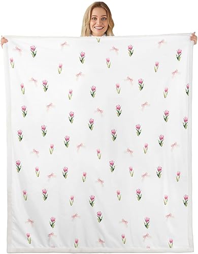 Miniatura 16 de Manfei Manta de vellón con diseño de mariposas florales en acuarela, manta acogedora para cama, sofá, decoración de habitación de niños, niñas y