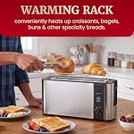 Elite Gourmet ECT3200 2-Slice, 1 Long Slot, Grille-pain mince, Réchauffer, 6 Réglages de grille, Défrost, Fonctions Annuler, Rack chauffant intégré, Fentes extra larges pour gaufres de Bagels, Acier inoxydable & noir
