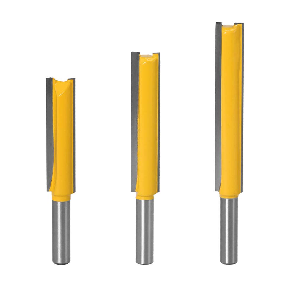 3pcs 8mm Flush Trim Router Bits Extra Long Mèches Carbide Router Bits à Bois Fraise à Menuiserie Outil de Woodworking Cutter Lame 50mm 63mm 76mm