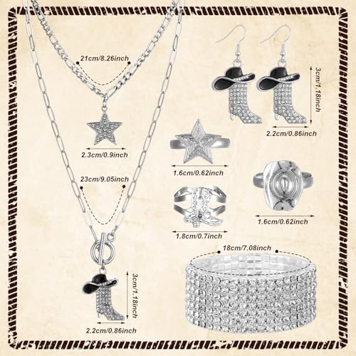 Image of Ecally Bohemian Western Jewelry Turquoise Set Women Country Pendant Long Choker Layered Bracelets Earrings Ring for Women