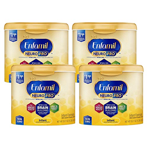 Enfamil NeuroPro Infant Formula - Brain Building Nutrition Inspired by Breast Milk - Reusable Powder Tub, 20.7 oz (Pack of 4)