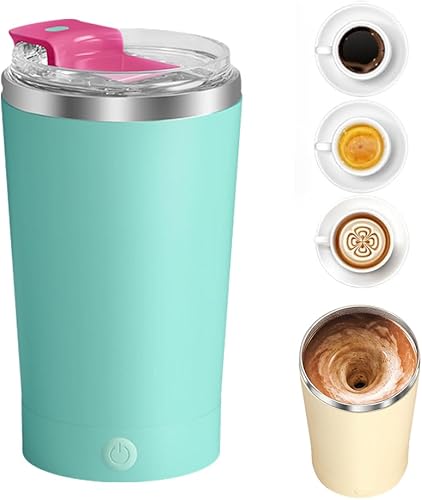 Taza de café con agitación magnética automática, 2025 nueva taza de autoagitación para leche, mezcla automática de acero inoxidable con tapa para