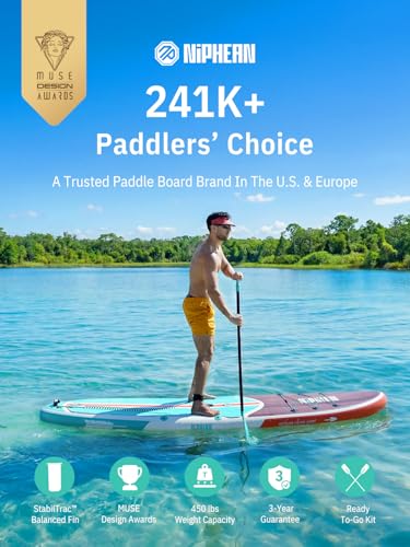 Image of Niphean Inflatable Stand Up Paddle Board with SUP Accessories, Anti-Slip EVA Deck, 10'6'' Inflatable Paddle Boards for Adults & Youth of All Skill Levels