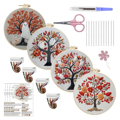Broderie Halloween kit d'artisanat pour débutants avec fils et aiguilles