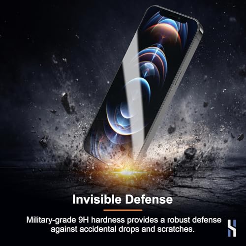Image of Tempered Glass for iPhone 12 Pro Max (6.7 Inch) Military Grade 9H Screen Guard, Anti-Scratch, Shatterproof, Edge-to-Edge Full Coverage - Black Border