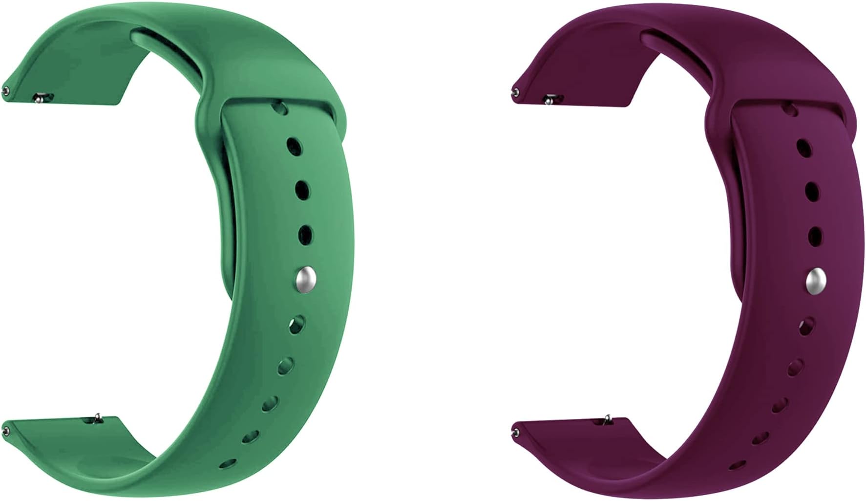 Quick Release Watch Band Compatible With Timex Expedition North Field Mechanical (38mm) Silicone Watch Strap with Button Lock, Pack of 2 (Green and Purple)