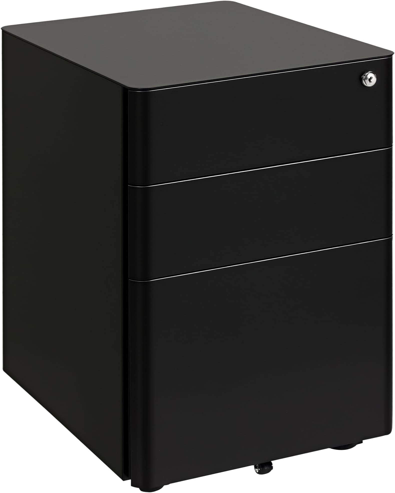 Vinsetto 3-Drawer Mobile Filing Cabinet, Steel Lockable File Cabinet for A4, Legal, Letter, Compact Under Desk Storage Unit with Pre-Assembled Body Except Wheels for Home Office, 39 x 48 x 59cm, Black