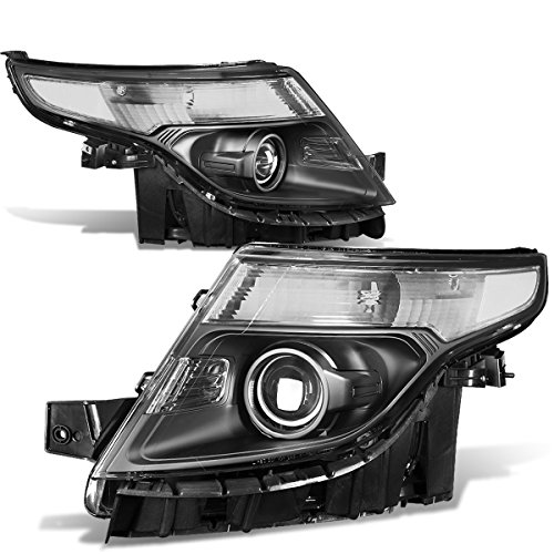 DNA MOTORING Pairs of Projector Headlight Assembly Compatible with 11-15 FORD EXPLORER 4-DOOR Black Clear HL-OH-FEXP11-BK-CL1