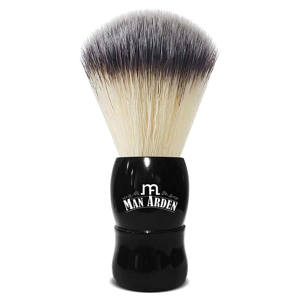 Man Arden Elegante spazzola da barba nera di alta qualità con setole ultra morbide e assorbenti e manico lungo, senza crudeltà, per una rasatura liscia