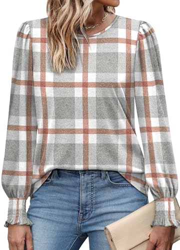 XIEERDUO Blouses for Women Dressy Casual Long Sleeve Shirts Fashion Clothing Puff Sleeve Tunic Tops with Smocked Cuffs2