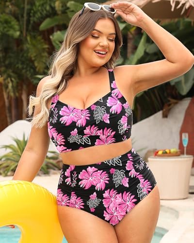 Image of Daci Women's Plus Size Bikini Sets - High Waisted Two-Piece Swimsuits with Tummy Control