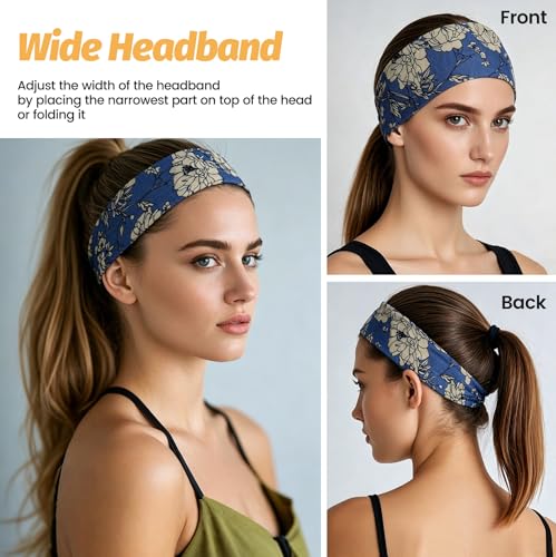 Image of Headbands for Women - 6 Pack Wide Elastic Hair Bands | Stretchy Sweatbands Hair Bands | Soft Sports Thin Head Bands | Non-Slip Accessories Bands for Fashion, Washing Face, Workouts, Yoga, Daily Use