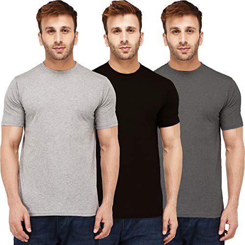 Image of Solid Men Half Sleeve Round Neck T-Shirt (Pack of 3)