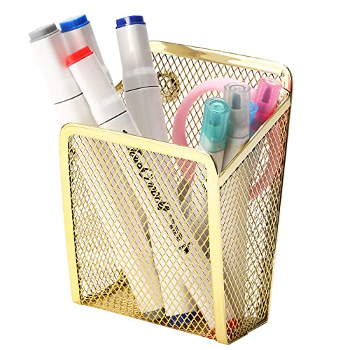Sanpaint Magnetic Pencil Holder,Mesh Stainless Steel Pen Basket, Metal Writing Utensil Storage Organizer for Whiteboard,Blackboard,Kitchen, Locker, Home, or Office