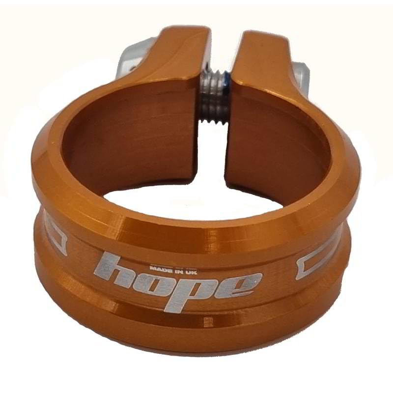 Hope Bike Seat Post Clamp 28.6-30 - 31.8-34.9 - 36.4 and 38.5mm - Orange 28.6, Blue