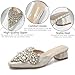 EGEBS Women's Pearl Print Leather Low Heels Mules Fashion Comfortable Closed Pointed Toe Slip on Block Heel Backless Pumps for Party Prom Date Wedding Dress Slides (Apricot,7)