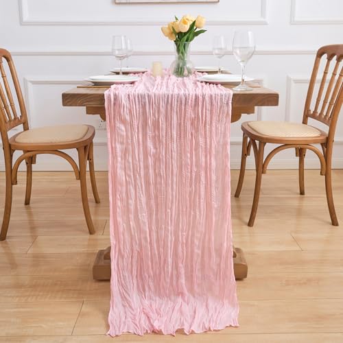 Asee'm 12pcs Blush Pink Cheesecloth Table Runner Summer 10FT Gauze Sheer by Asee'm - Used condition - Image 6