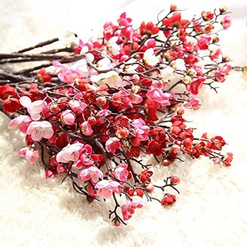 Miniatura 6 de Flor artificial en maceta, flores artificiales de seda, ciruelo japonés, flores de cerezo, flores falsas, flores de árbol de Sakura, ramas de árbol