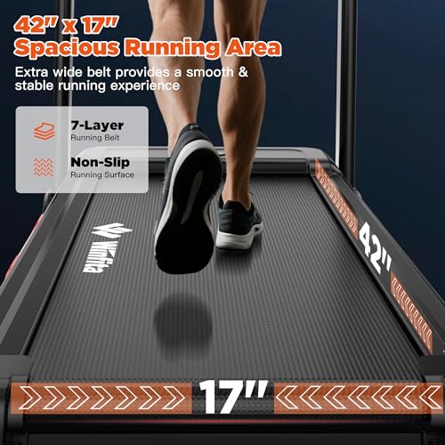 Image of 3.5HP Folding Treadmills for Home with Incline Optional, 300 lbs Capacity, 8.0MPH Speed, 17'' Wide Belt, App Connection, 64 Programs, BMI Detector for Home Use