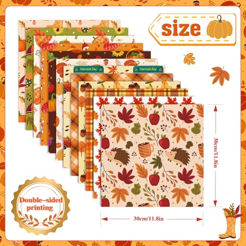 Konsait 24 Sheets Fall Scrapbook Paper 12x12 Double Sided Autumn Pattern Paper Cardstock Fall colored Craft Papers Pumpkin Thanksgiving Origami Papers for Harvest Card Making Scrapbook Supplies - Thumbnail 4
