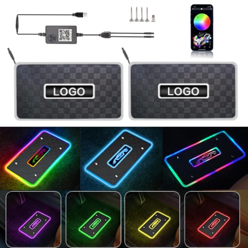 Lumières personnalisées pour tapis de sol, logo personnalisé, éclairage intérieur de voiture étanche avec mode son, contrôle par application Bluetooth, réglage des modes de lampe multicolores (carré,