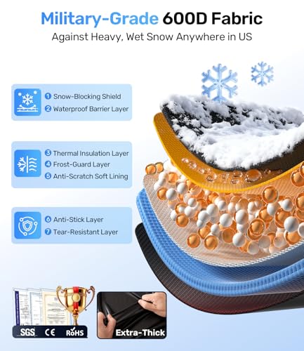 Image of Zanch Upgrade Windshield Cover for Ice & Snow [Fast Install & Removal] 600D Oxford Fabric Against Magnetic Fit Snow, Ice, Frost, Winter Accessories - Fit for All Sedans /Cars - (69''x48'')